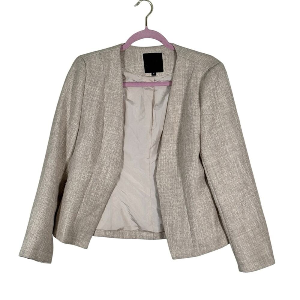 Mina Self Ta Open Front Blazer Jacket Womens M Preppy Corpcore Office Casual
